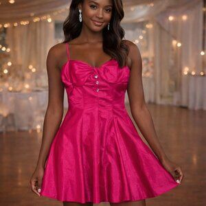 Flirtations by Alfred Anglelo Vintage Hot Pink Mini Dress Small Retro Prom